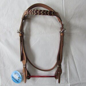 Buffalo Leather Light Rawhide Chevron Browband Headstall 2902